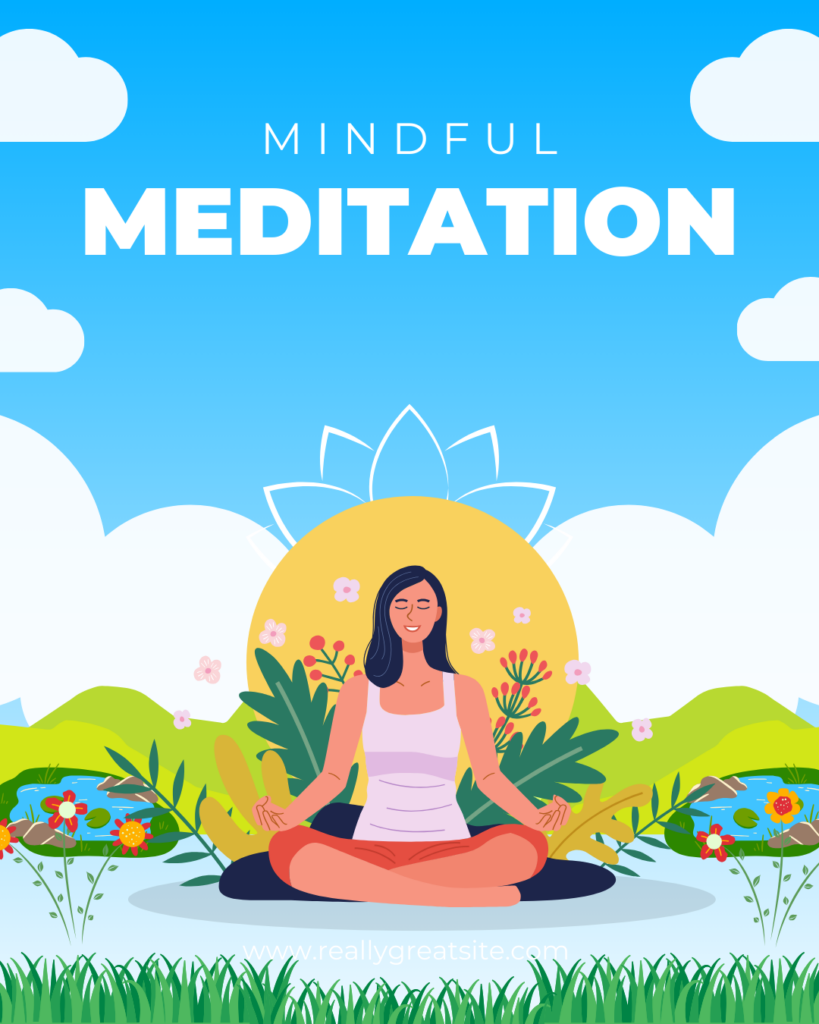 blue and white gradient meditation new year social media graphic