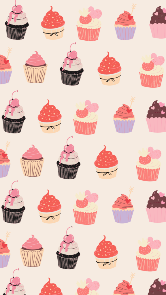 cupcakes illustrations pattern phone wallpaper (deine geschichte)