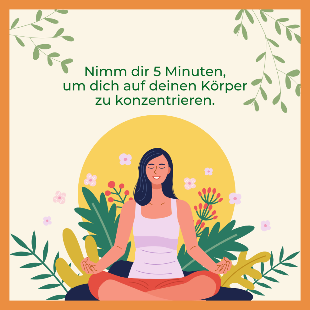 Illustration einer meditierenden Frau – Hilfe bei Heißhunger